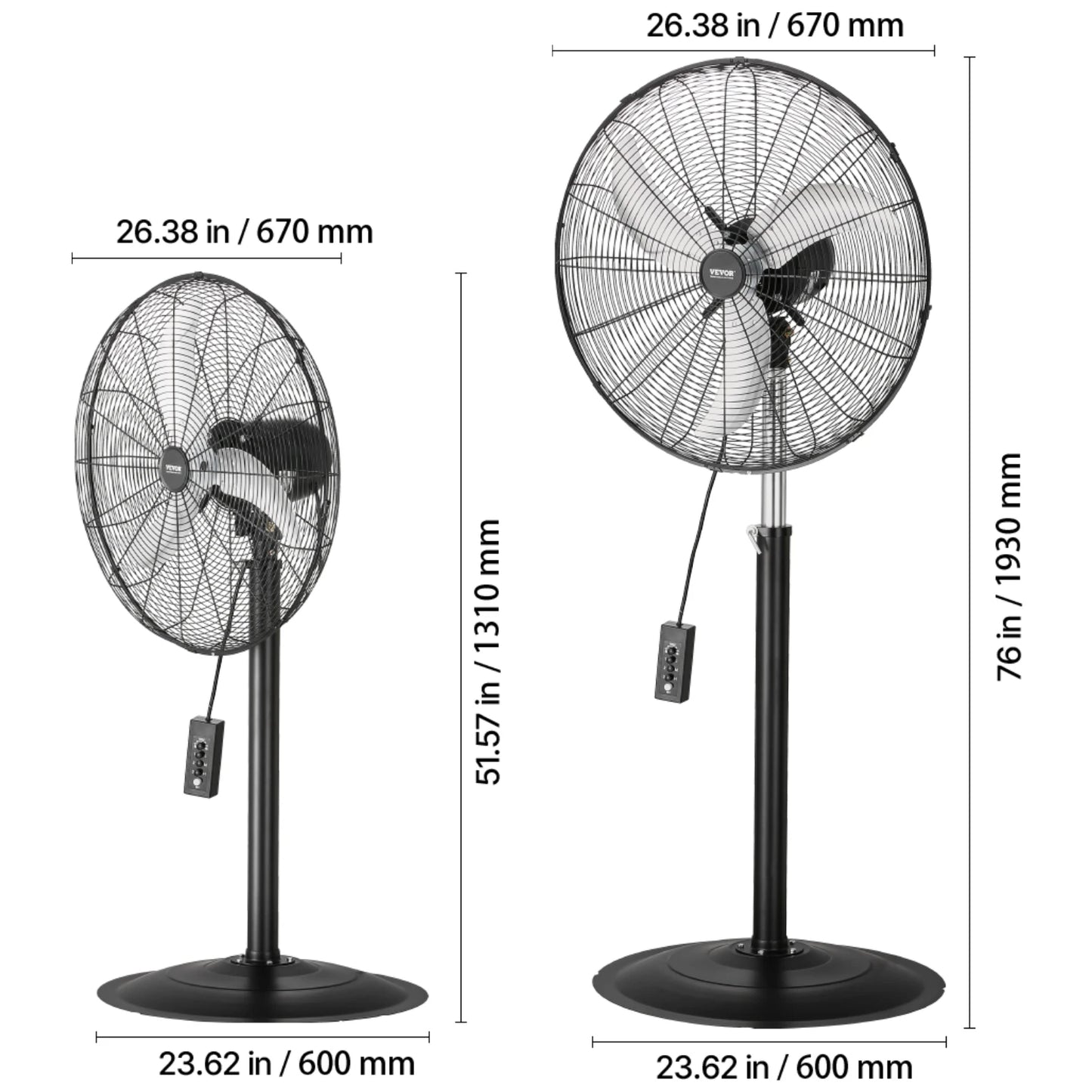 SucceBuy Pedestal Fan 3 Speed Oscillating Standing