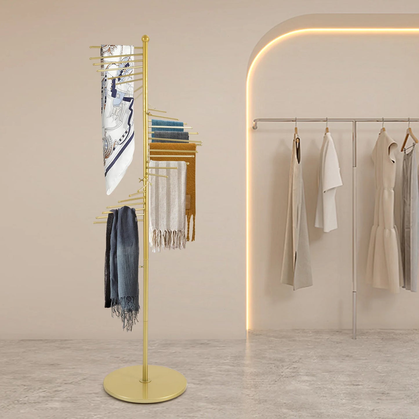 Freestanding Scarf Organizer With Metal Spiral Holder