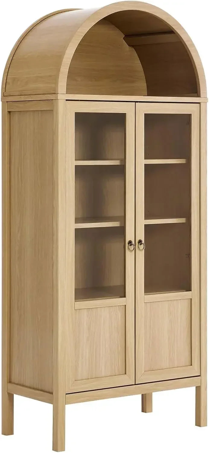 Guangbai Tall Arched Storage Display Cabinet Solid Wood