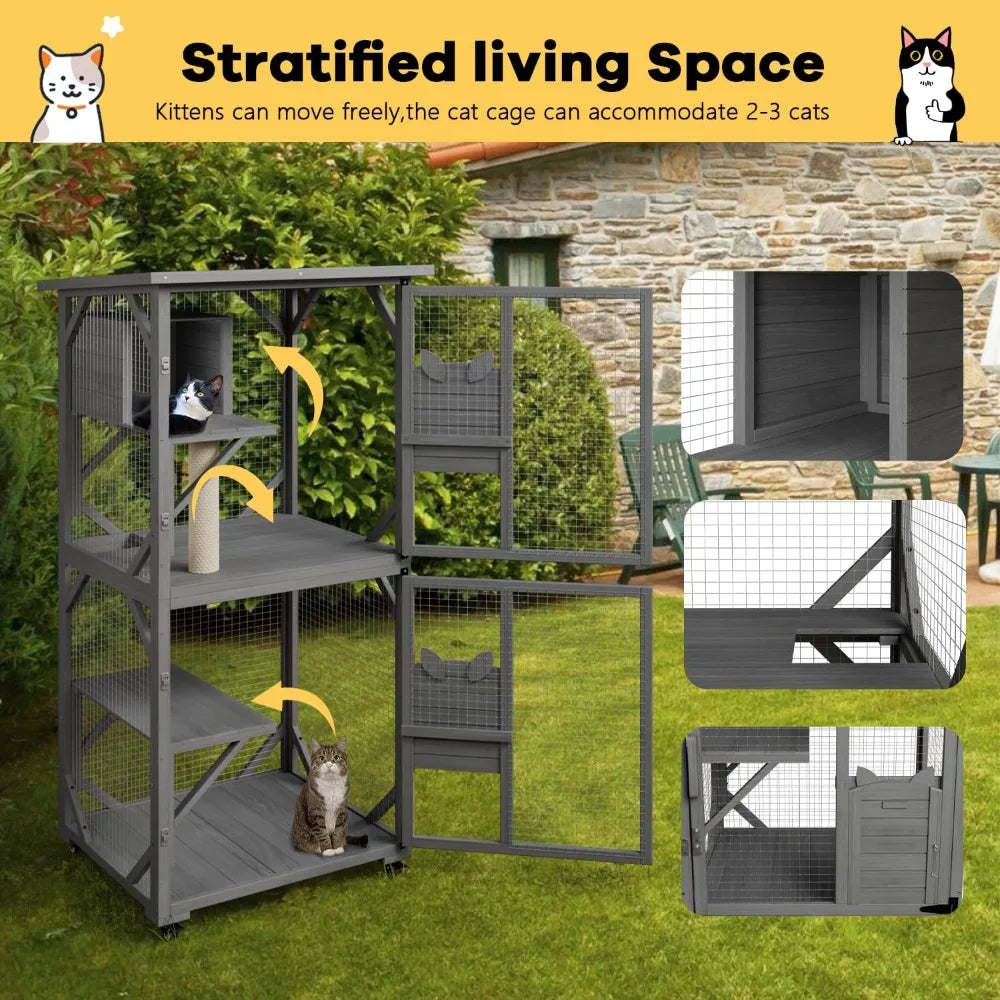 Closure Outdoor Catio Cat Enclosure With Waterproof Roof