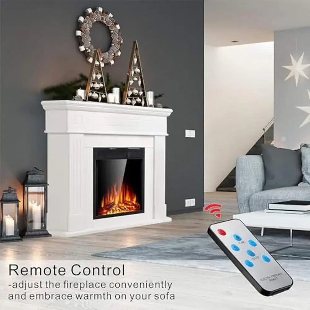 XMSJ Freestanding Electric Fireplace Heater With Log Remote