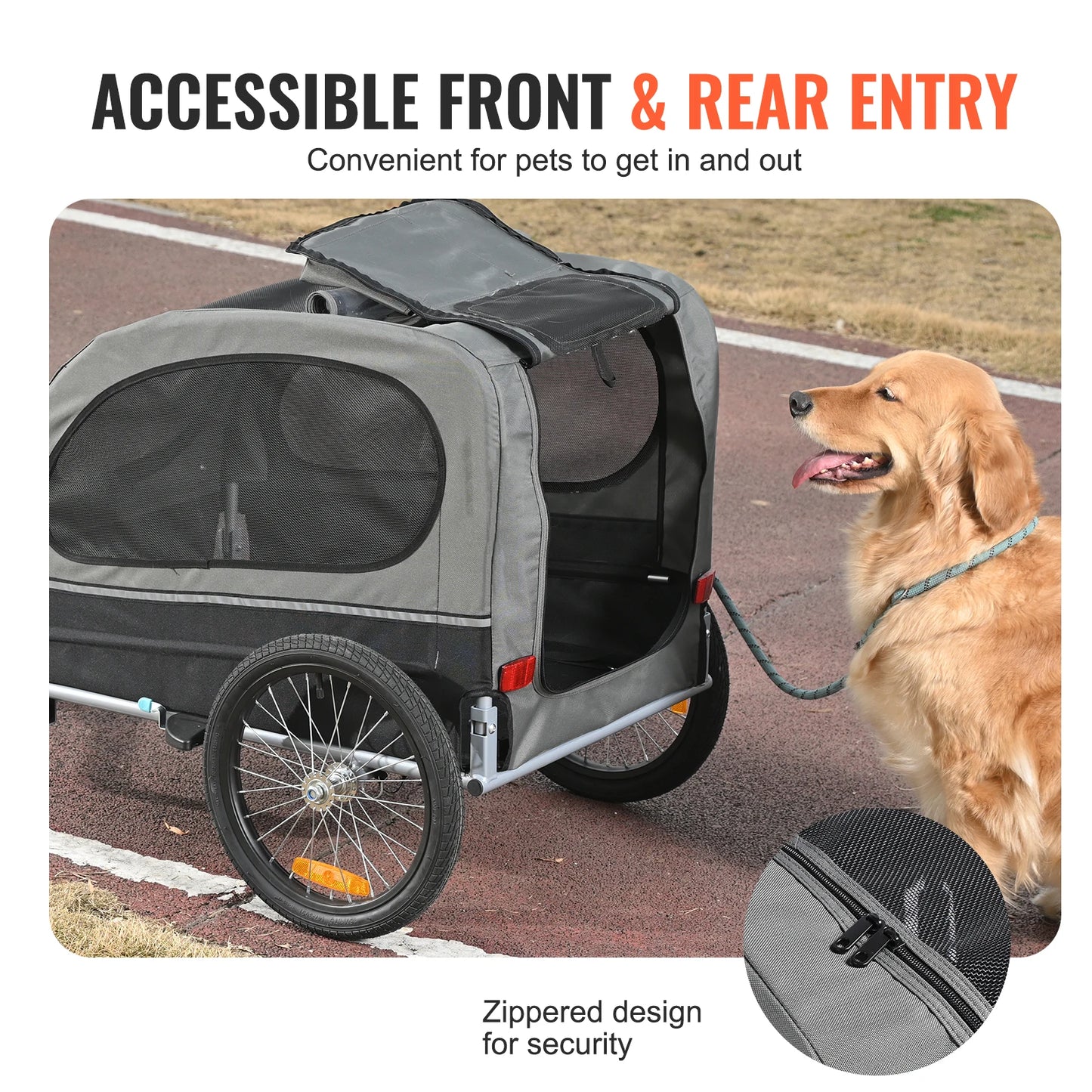 SucceBuy Dog Bike Trailer Carrier With Wheels Reflectors