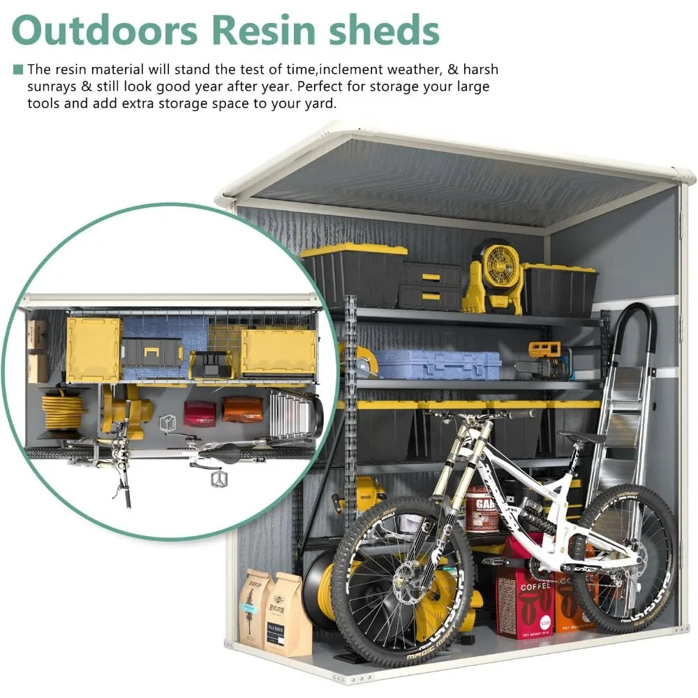 Resin Outdoor Storage Shed With Floor And Lockable Door