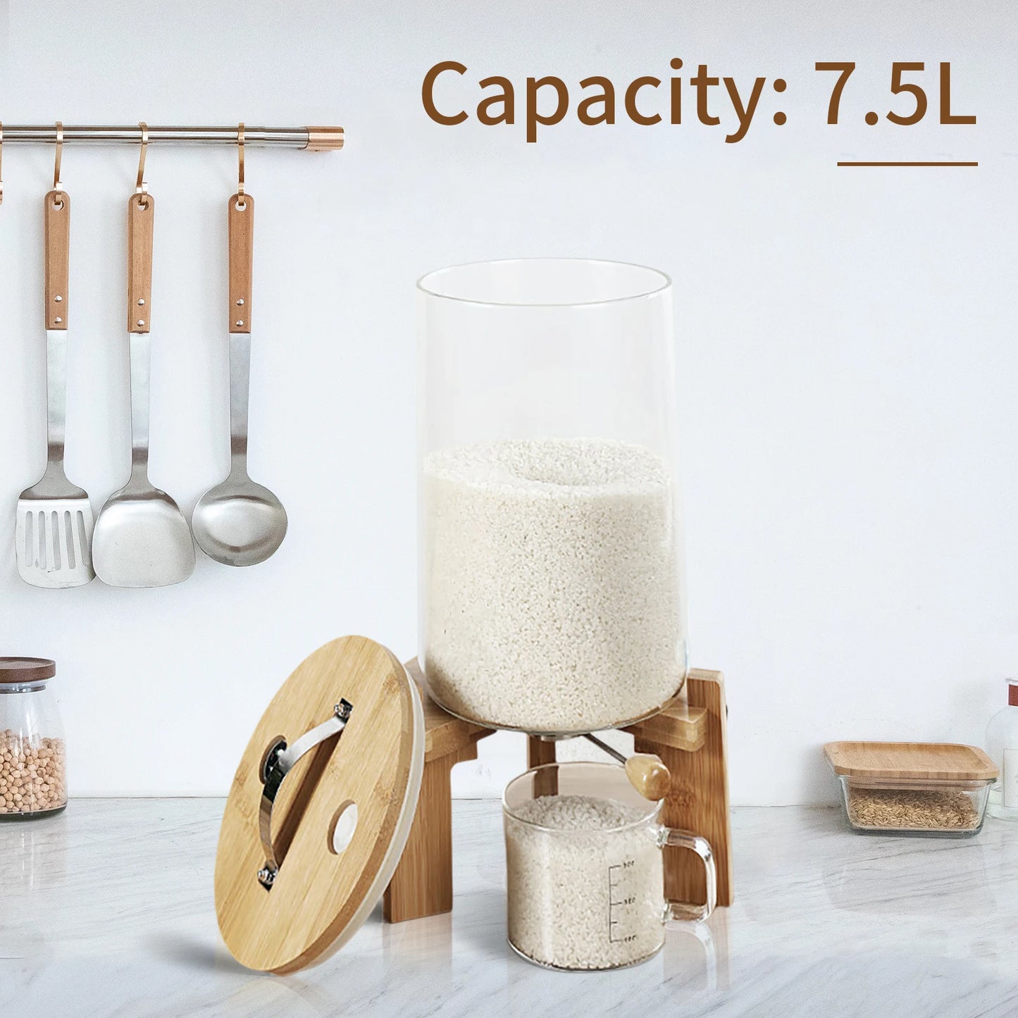 Glass Flour And Cereal Container With Airtight Seal For Kitchen