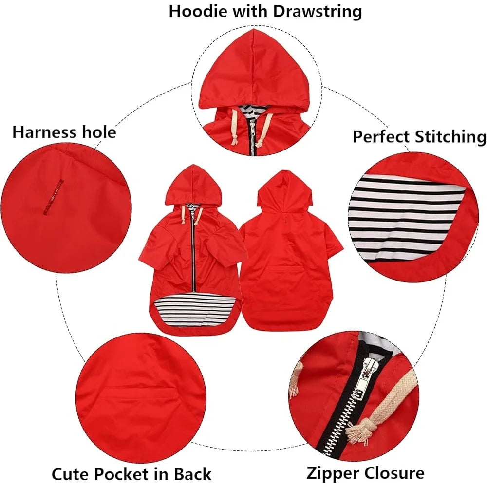 Hign-concerned Dog Raincoat Waterproof Jacket With Harness