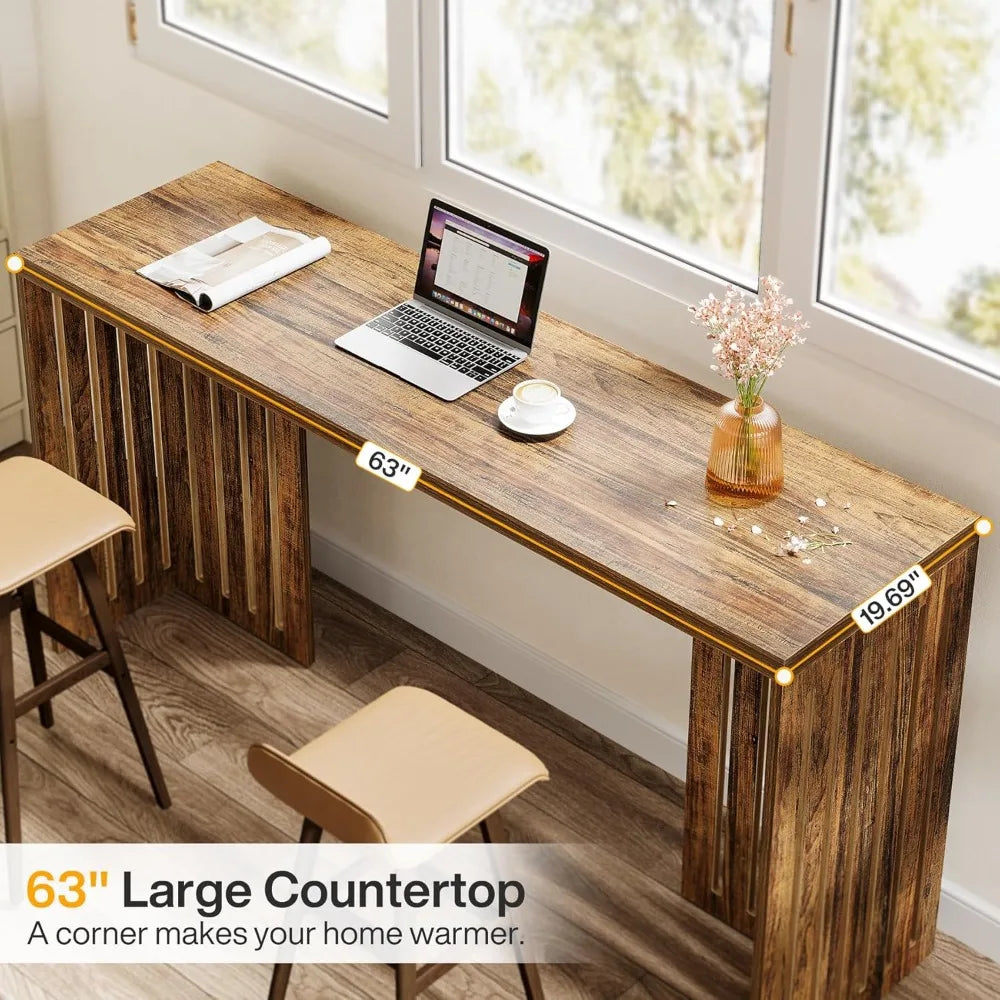 Industrial Bar Height Rectangular Counter Table Kitchen