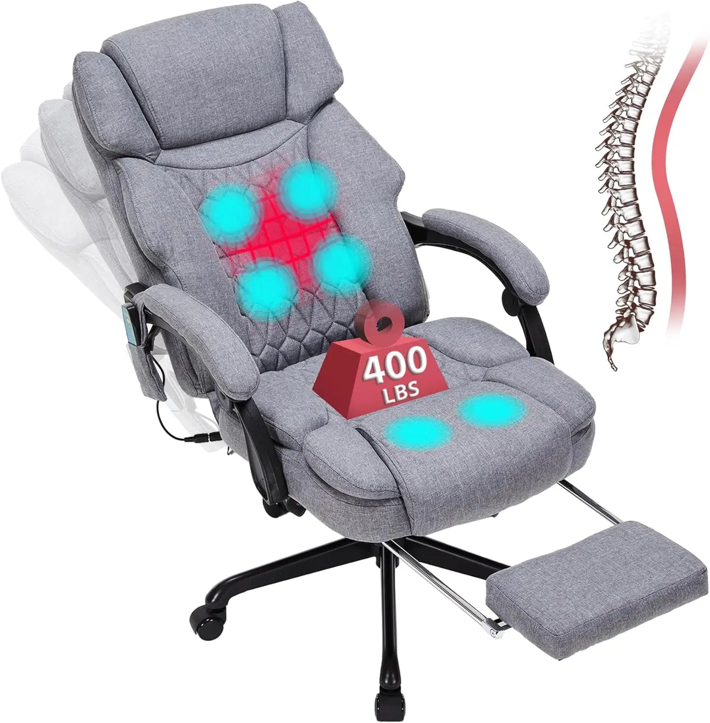 AngDuo 6 Point Massage Office Chair With Heat And Foot Rest