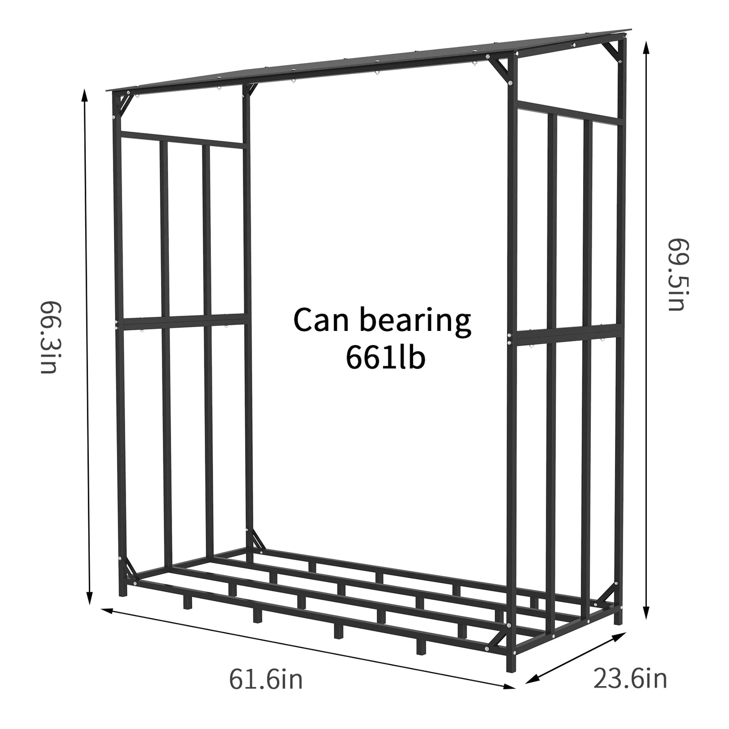 Outdoor Firewood Rack With Waterproof Cover Heavy Duty Stand