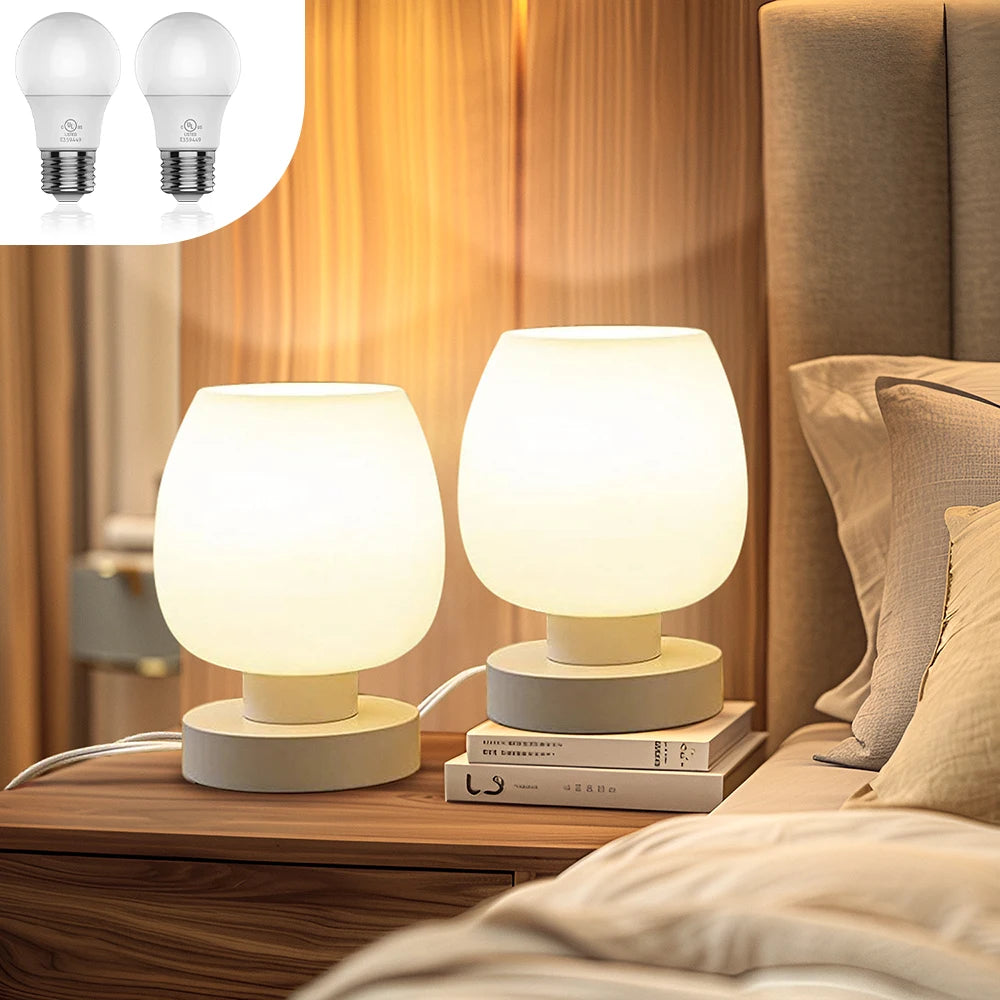 Two Suite Table Lamps Modern Dimmable Frosted Glass Bedside