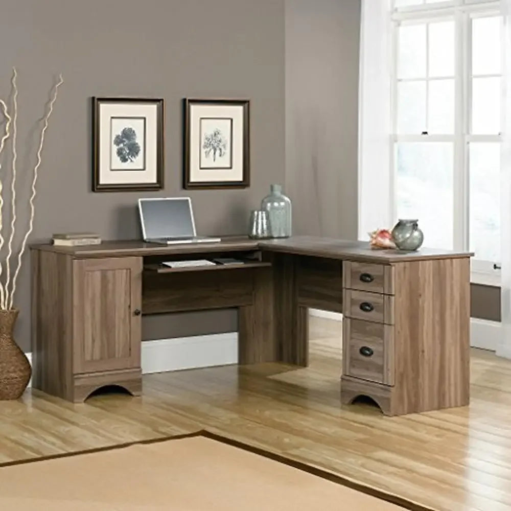 DUTRIEUX Corner L Shaped Computer Desk With Keyboard Tray