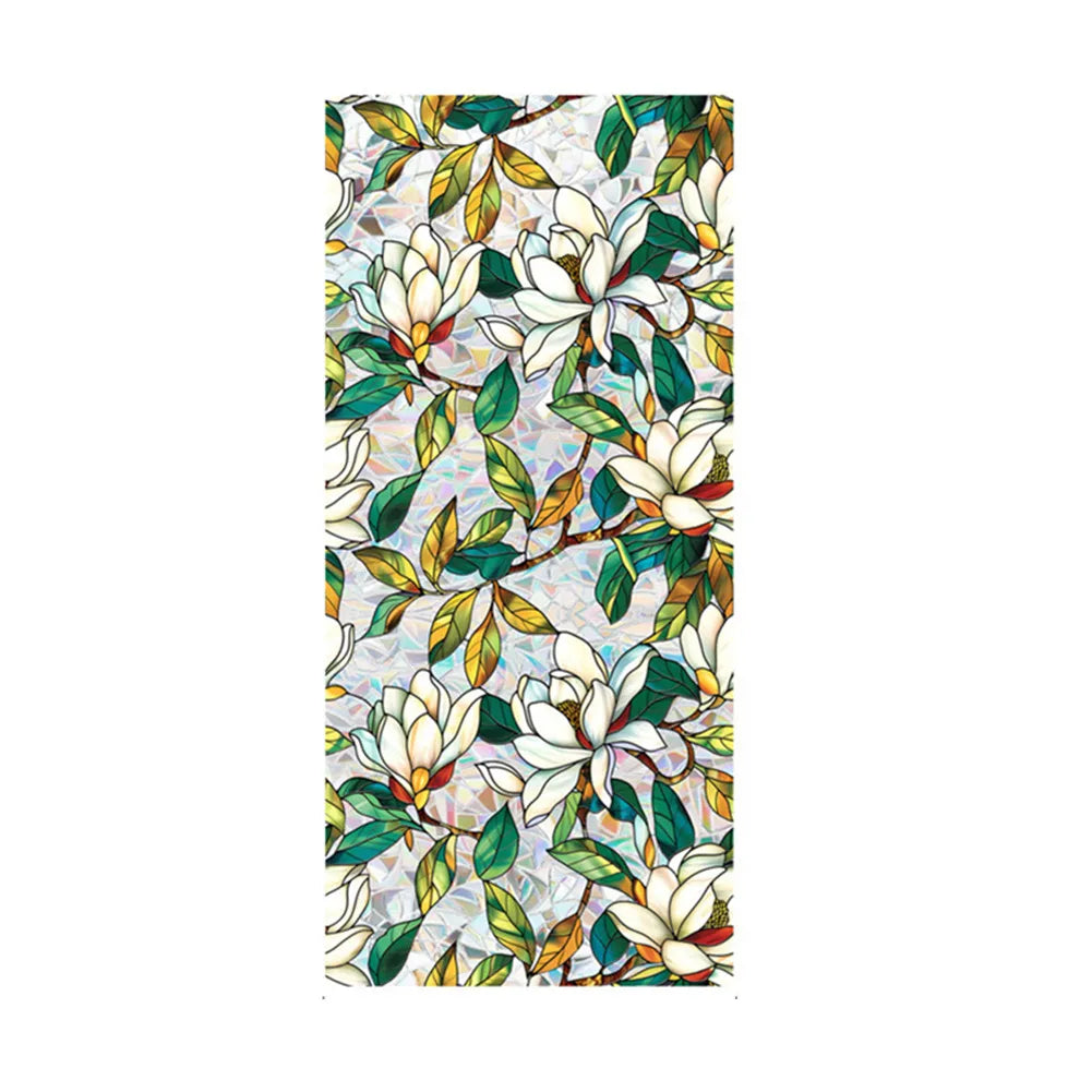 HiMISS Static Cling Flower Glass Window Film Living Room
