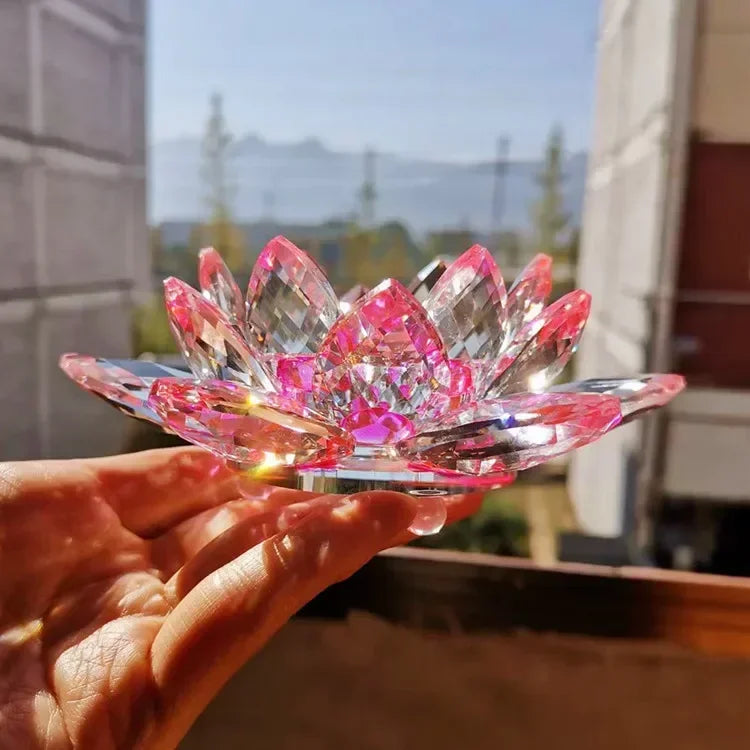 Hign-concerned Crystal Lotus Tealight Candle Holders Glass