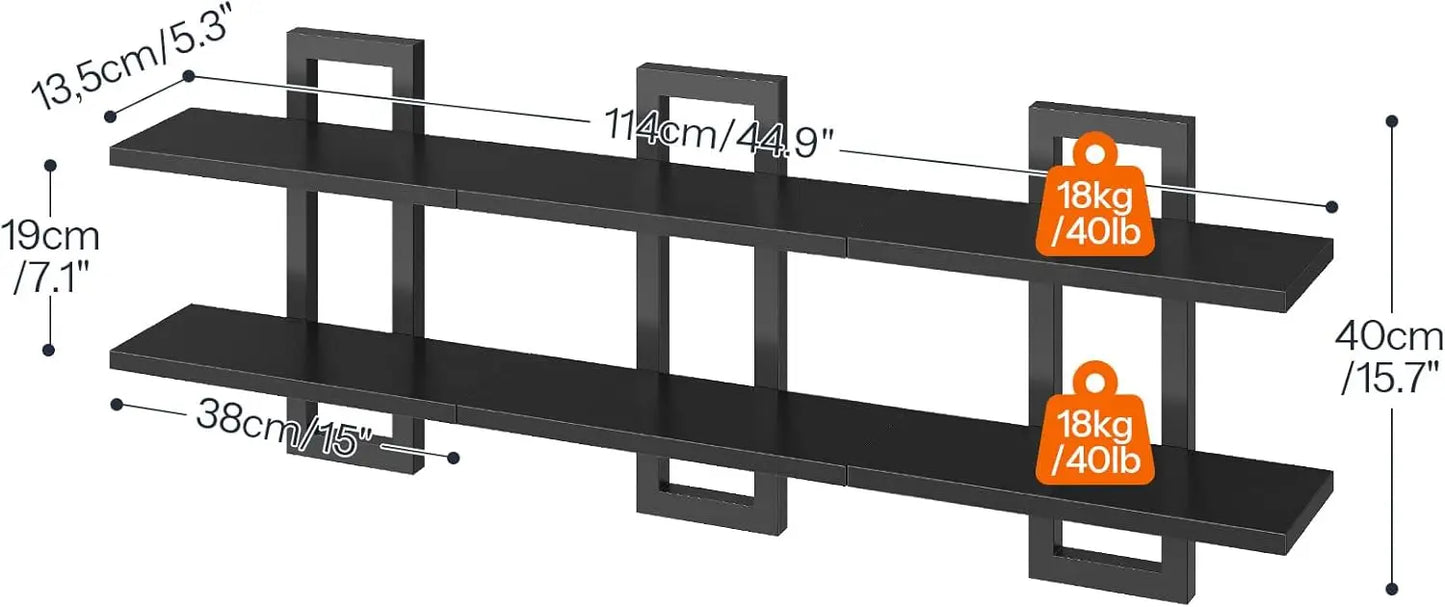 XMSJ Floating Shelves Set Of 3 Wall Mounted 2 Tier