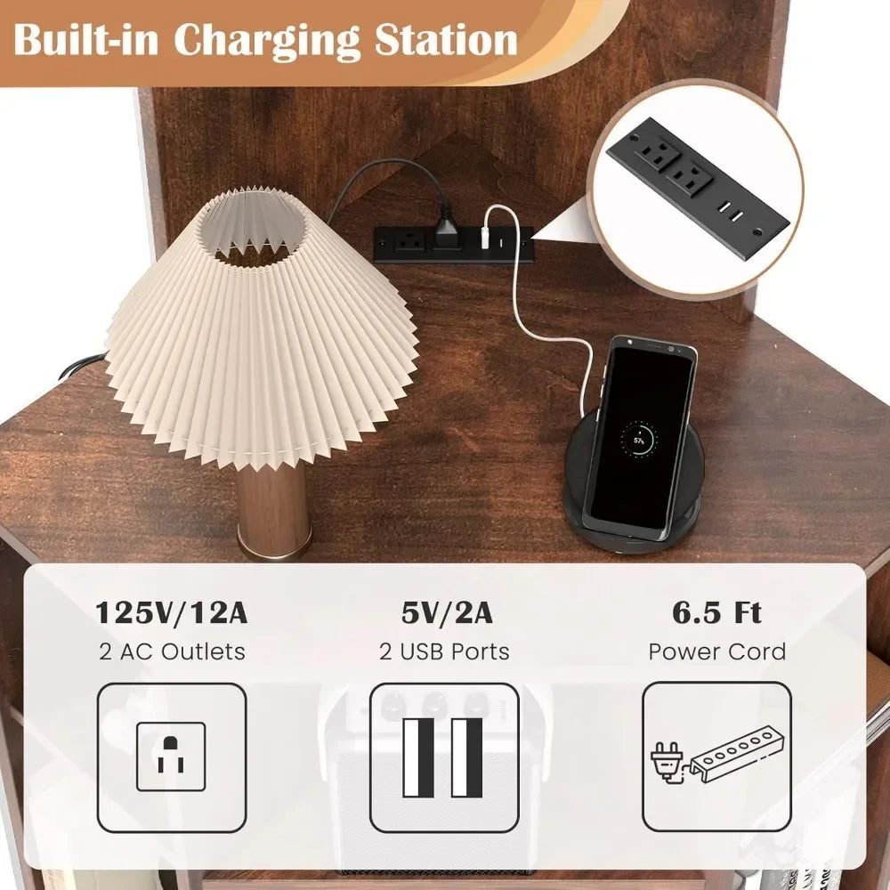 Charge Unit Corner Shelf With Charging USB Ports Outlets