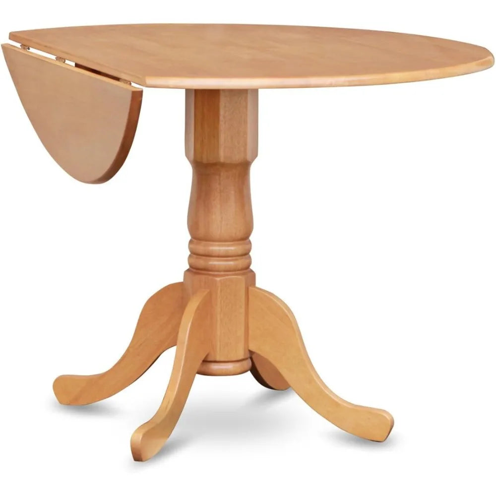 RBXC 5 Piece Kitchen Table Set Round Dropleaf Linen Chairs
