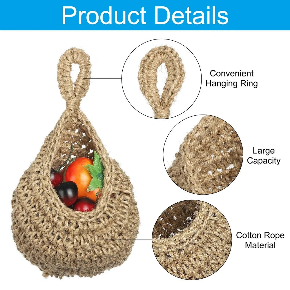 XMSJ Handwoven Wall Hanging Basket Organizer For Kitchen