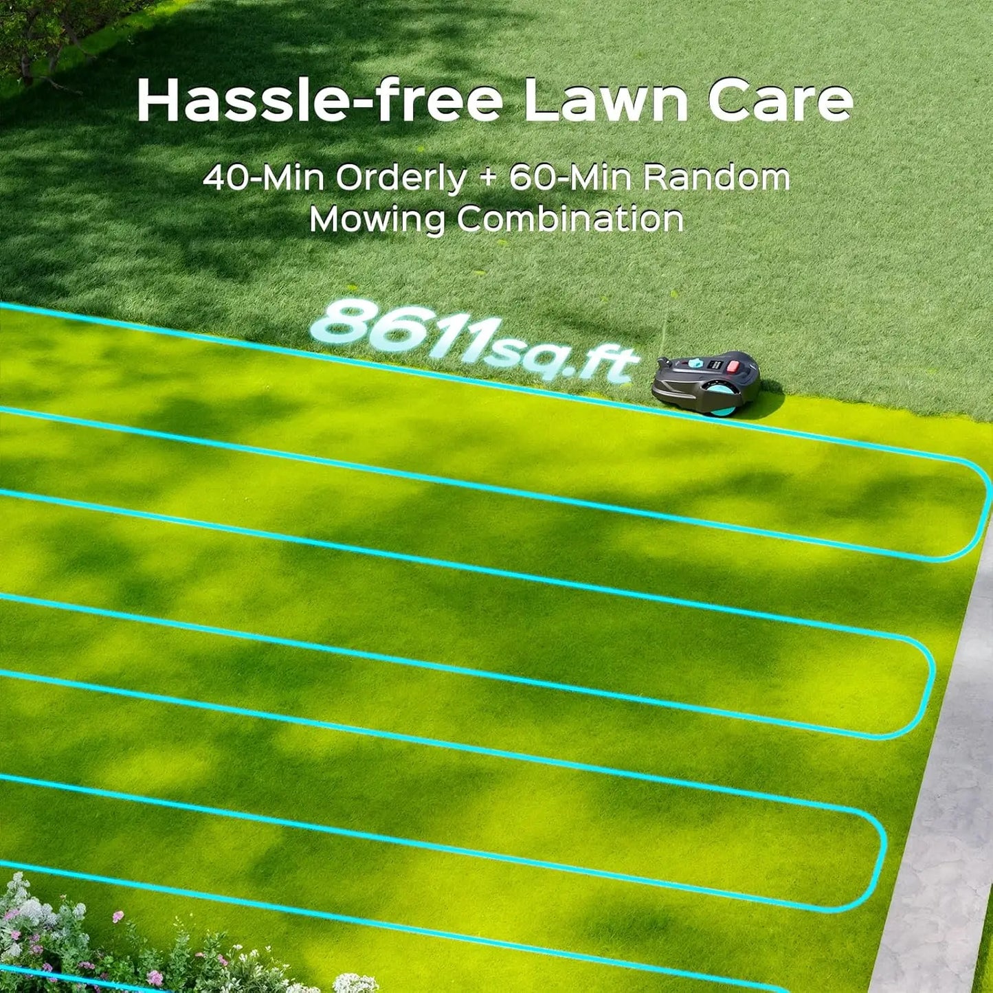 XMSJ Cordless Robot Lawn Mower GPS Navigation App Control