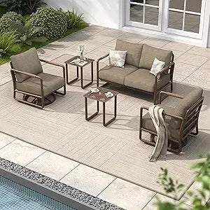 Outdoor Aluminum Patio Furniture Set With Conversation Sofa