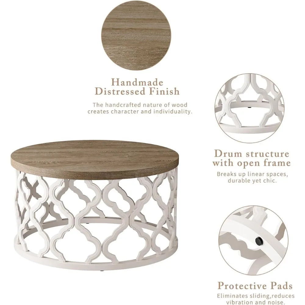 Hign-concerned Boho French Country Round Coffee Table