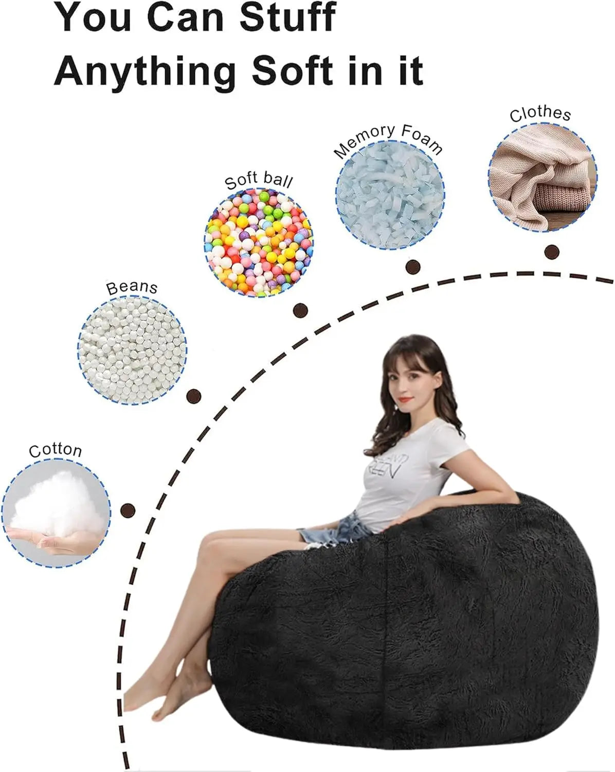 XMSJHign-concerned Bean Bag Chair for Adults and Kids