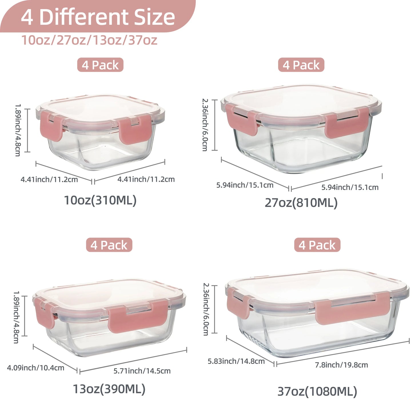 Glass Food Storage Containers 16 Piece Leakproof BPA Free