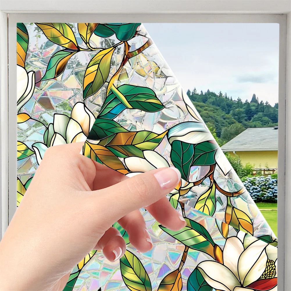 HiMISS Static Cling Flower Glass Window Film Living Room