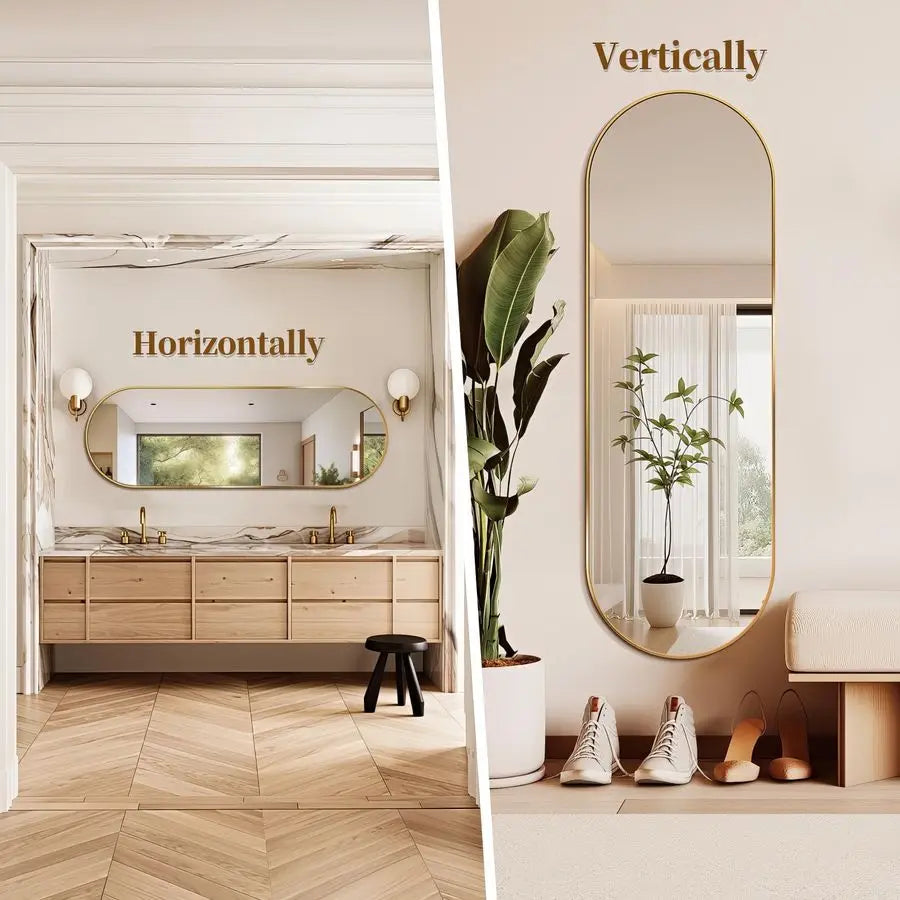 Full Length Mirror With Metal Frame Wall Mounted Dressing Mirror
