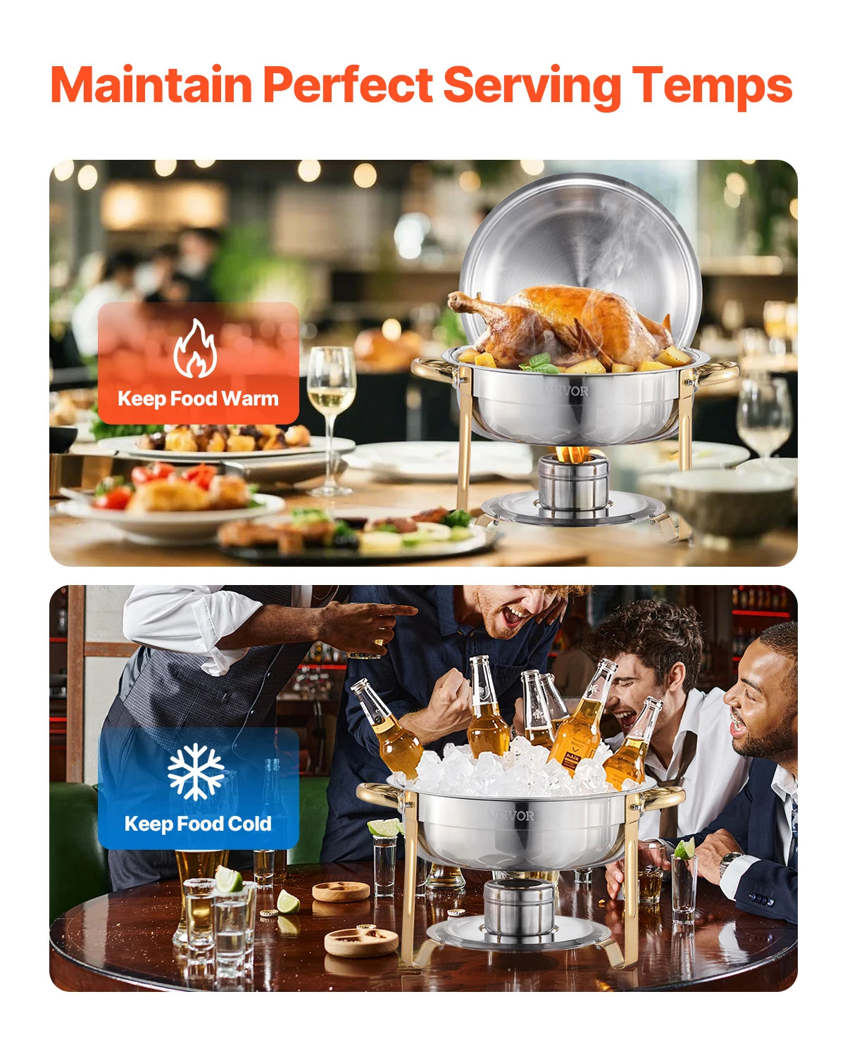 VEVOR Chafing Dish Buffet Set Stainless Steel Chafer Pans