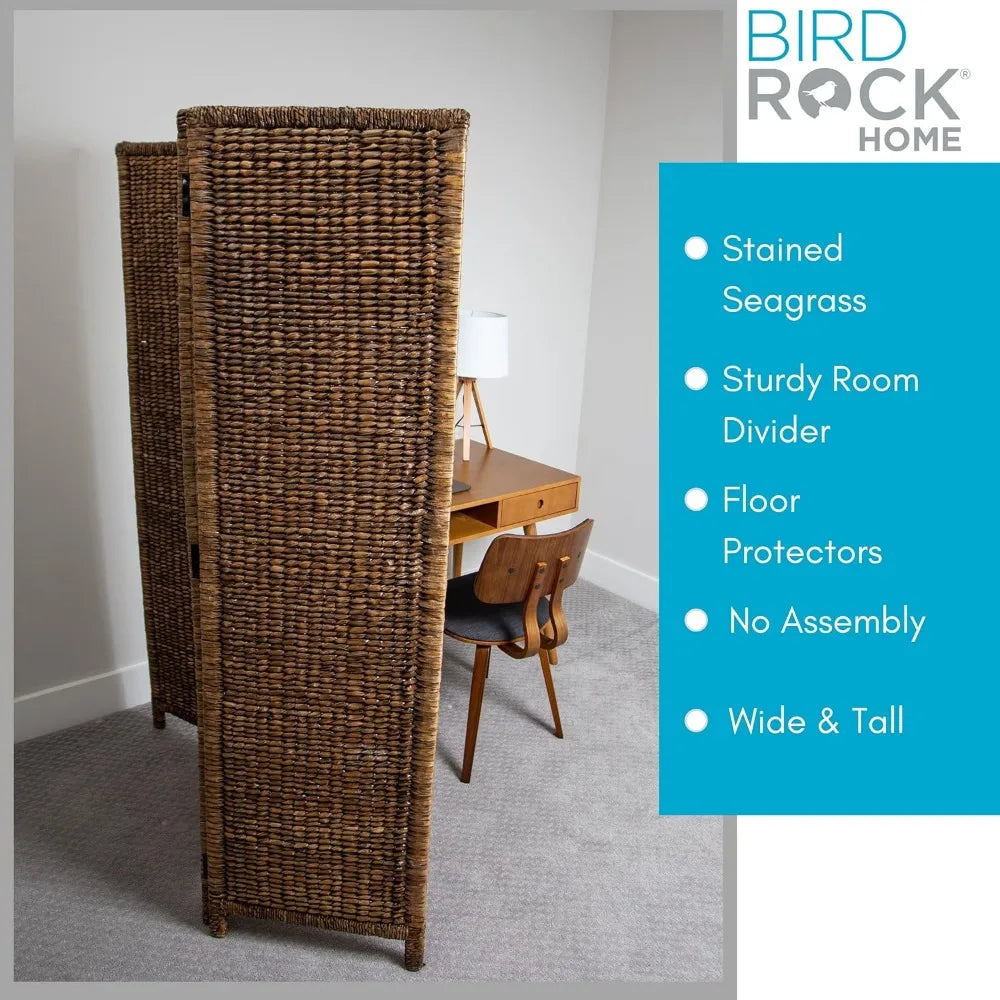 3 Panel Seagrass Room Divider Handwoven Abaca Privacy