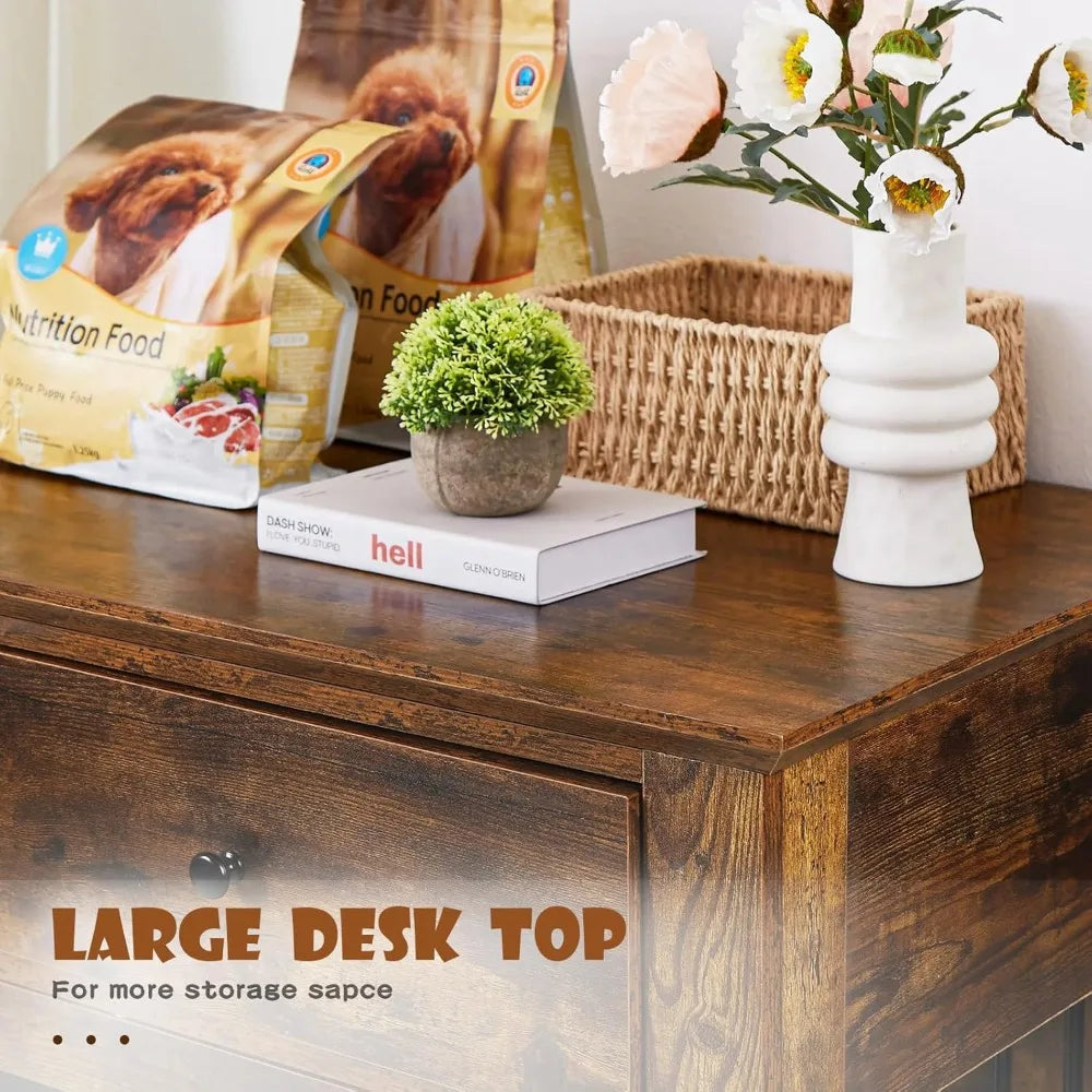 HUANZHUANG Wooden Dog Crate End Table With Storage Drawers