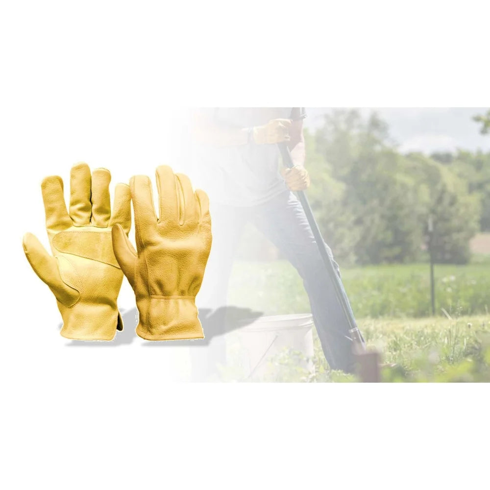 XMSJCN Cowhide Leather Work Gloves Puncture Resistant