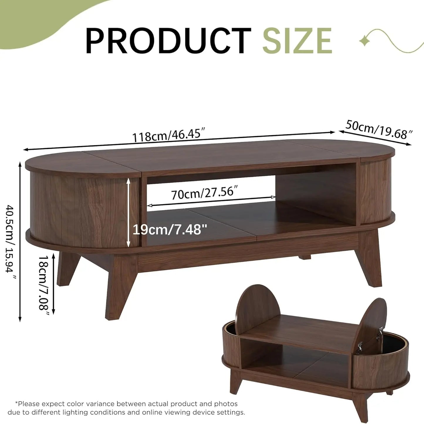 Mid Century Modern Coffee Table With Storage Fluted