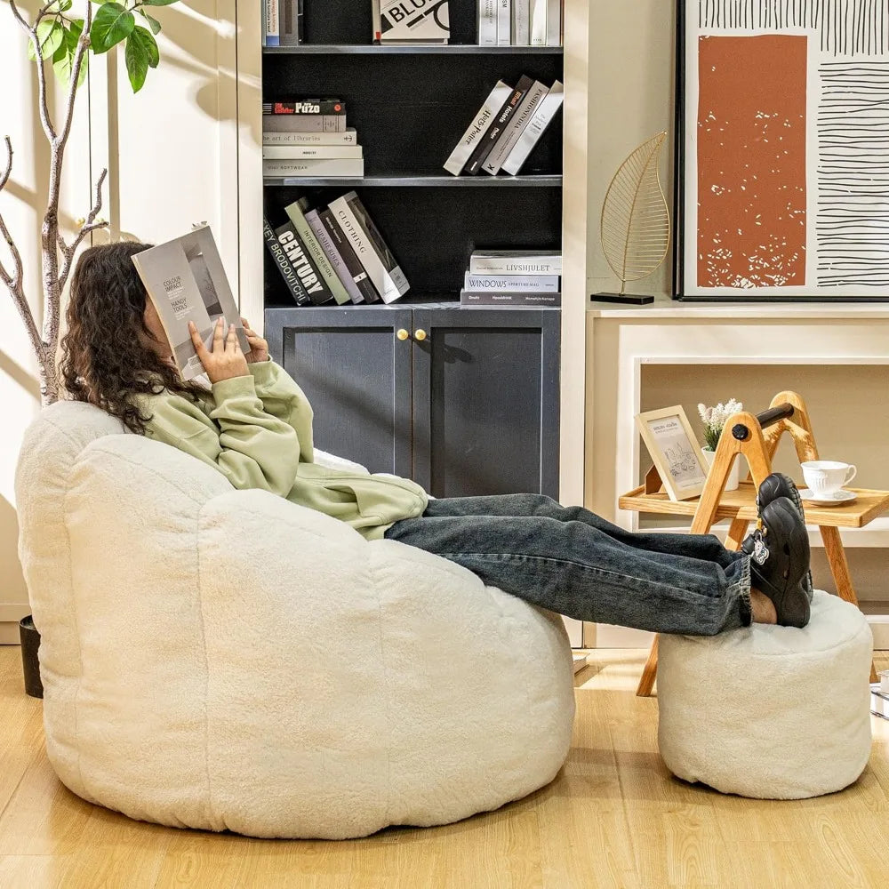 FEICHENG Bean Bag Chair With Ottoman For Indoor Relaxation