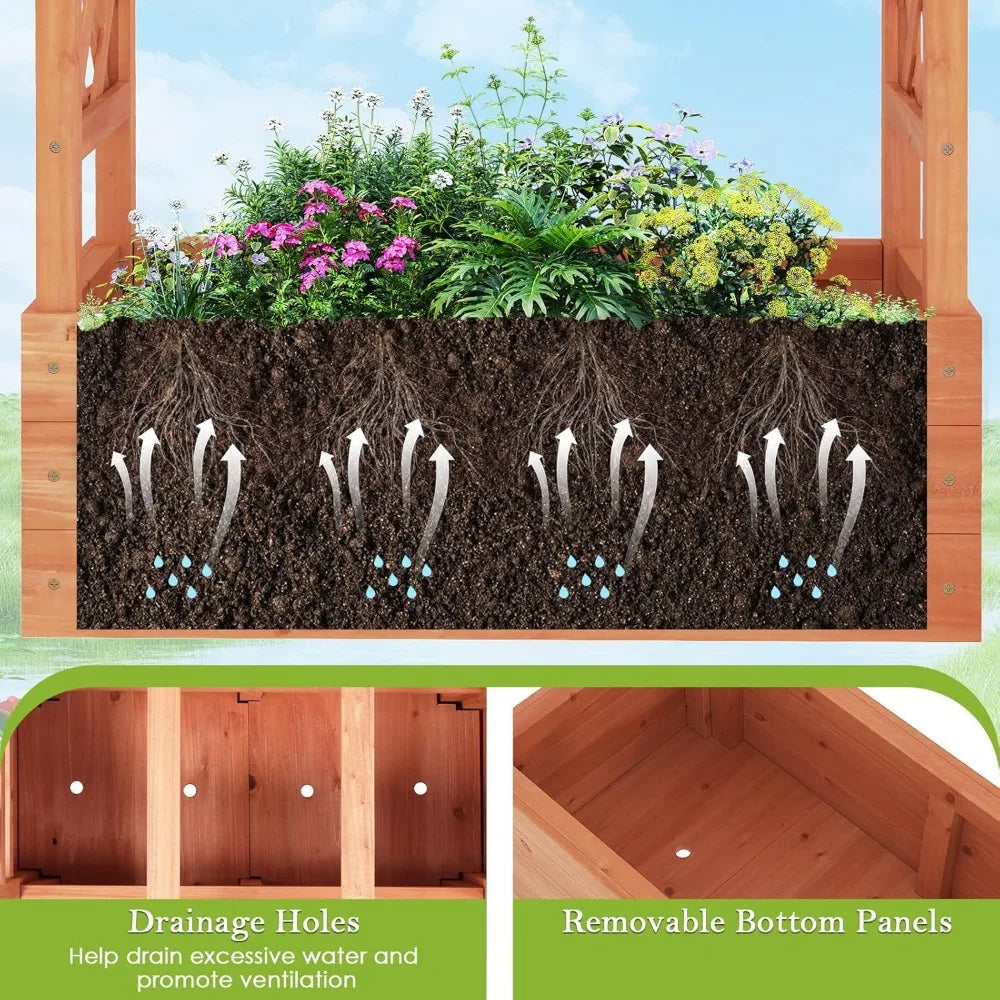 HAPPYGRILL Raised Garden Bed With Trellis And Planter Box