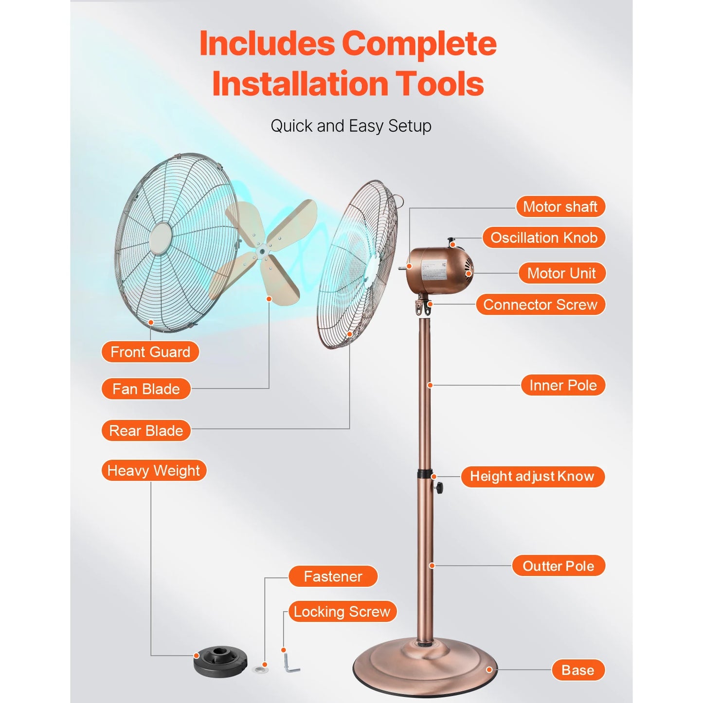 SucceBuy Pedestal Fan Oscillating 75 Degree 3 Speed