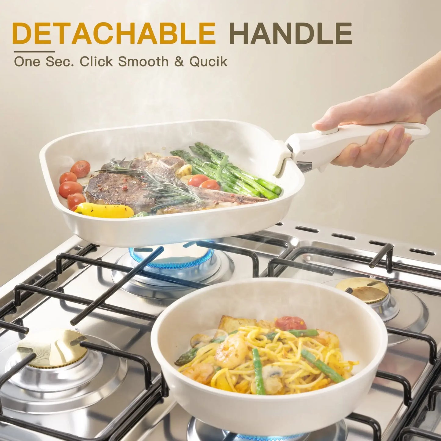 XMSJ 22 Piece Ceramic Nonstick Pots And Pans Set Cookware