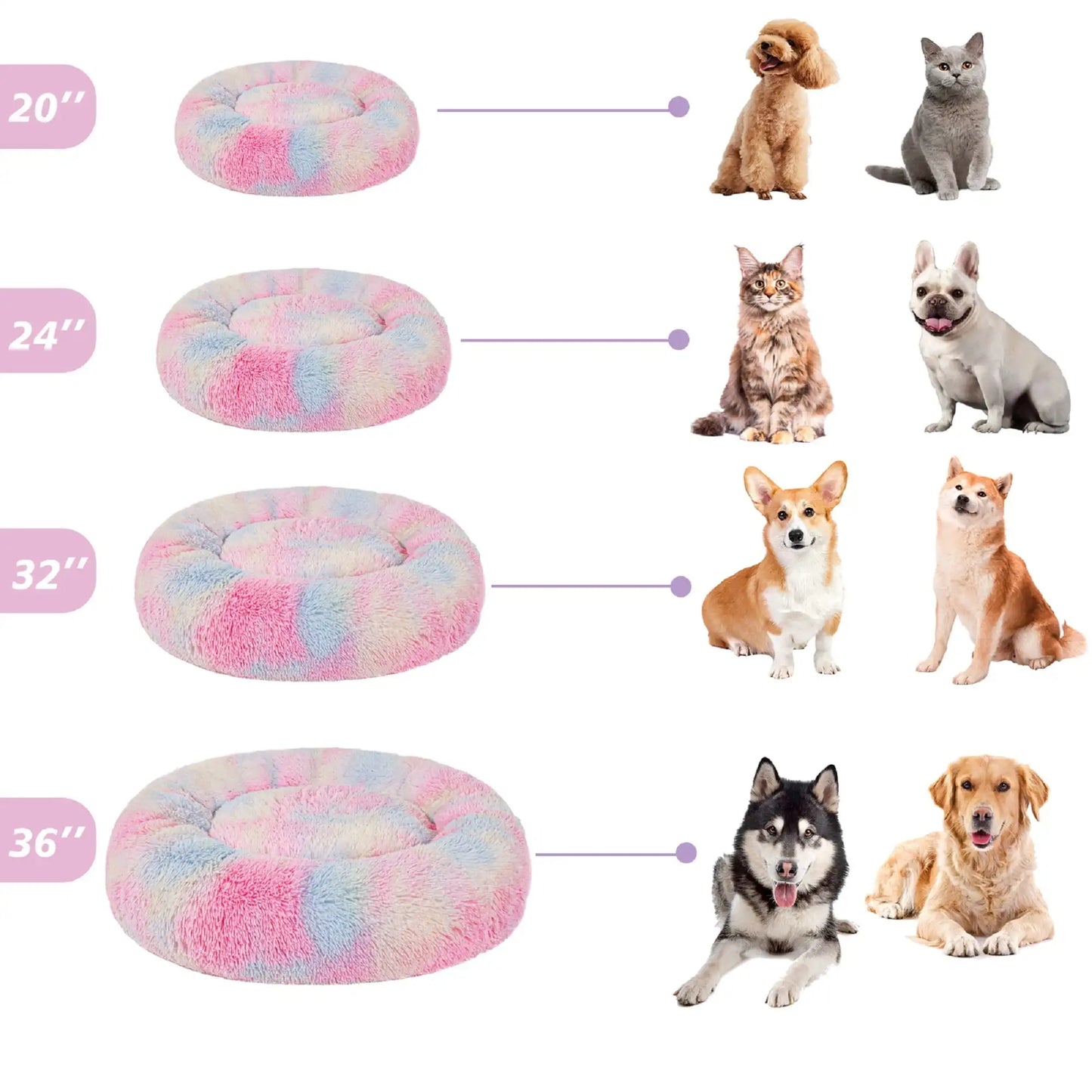 XMSJ Calming Donut Pet Bed Anti Anxiety Soft Cozy Plush