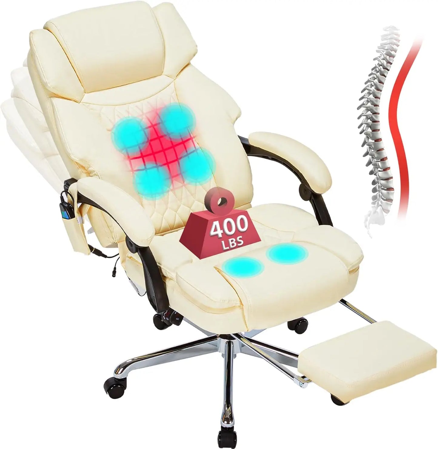 AngDuo 6 Point Massage Office Chair With Heat And Foot Rest