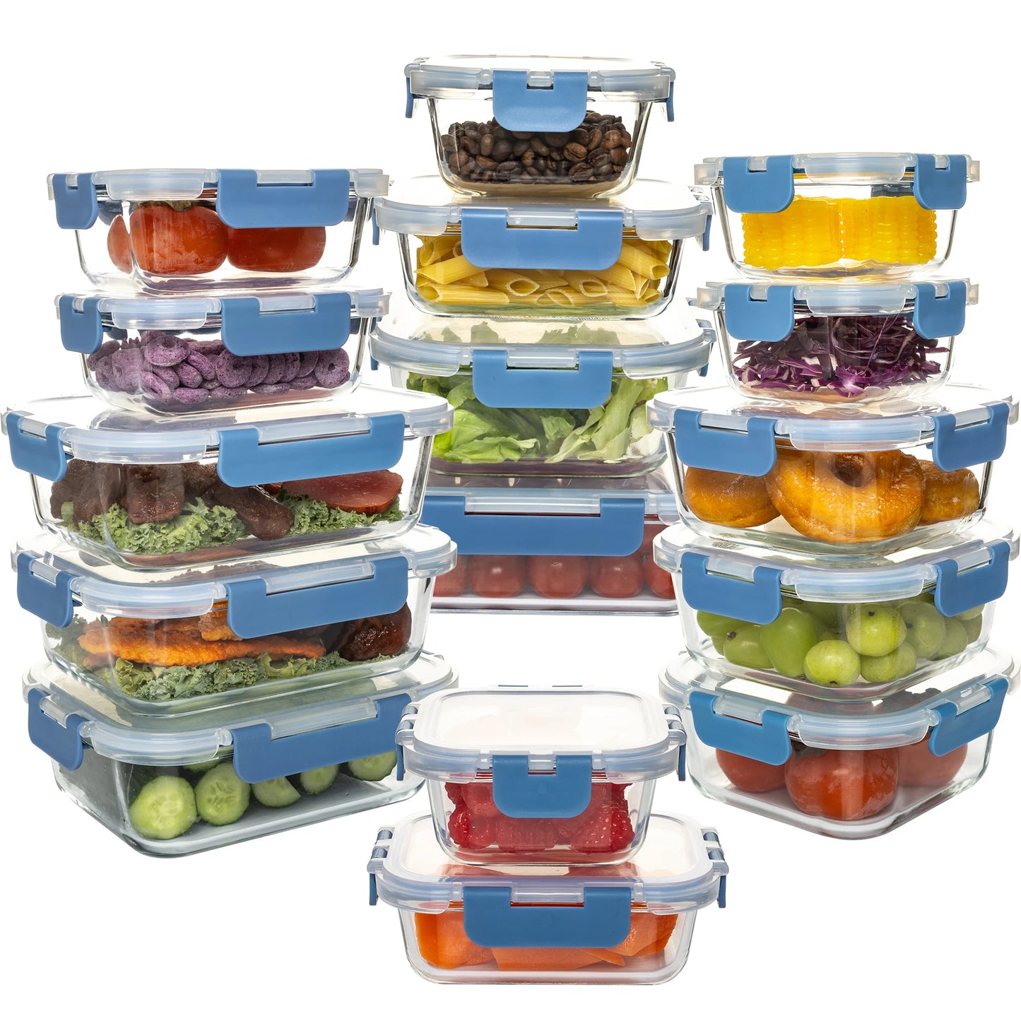 Glass Food Storage Containers 16 Piece Leakproof BPA Free