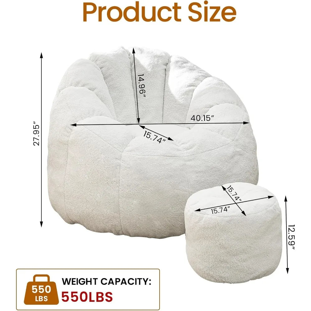 FEICHENG Bean Bag Chair With Ottoman For Indoor Relaxation