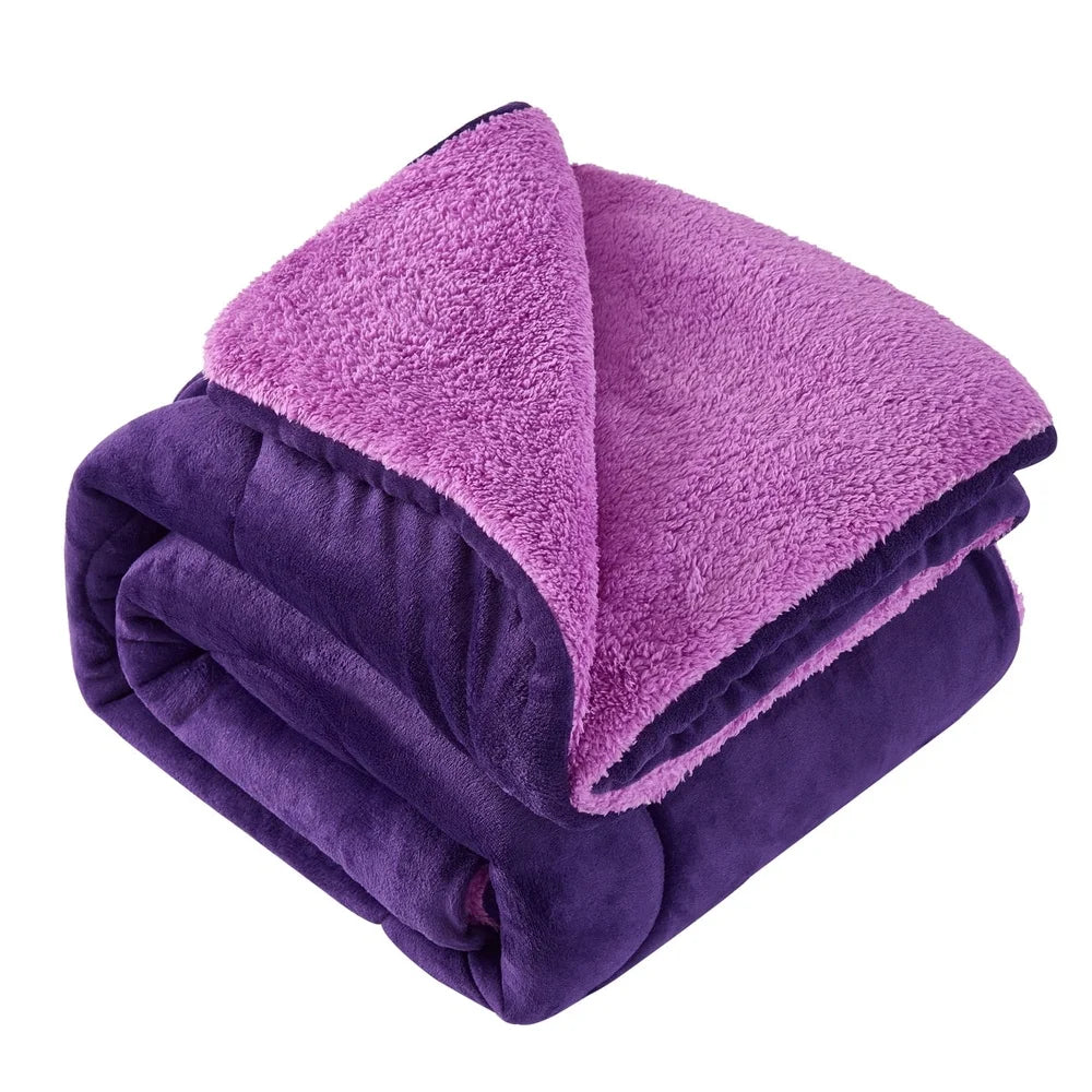 DUTRIEUXF Reversible Sherpa Fleece Blanket Cozy Warm Throw