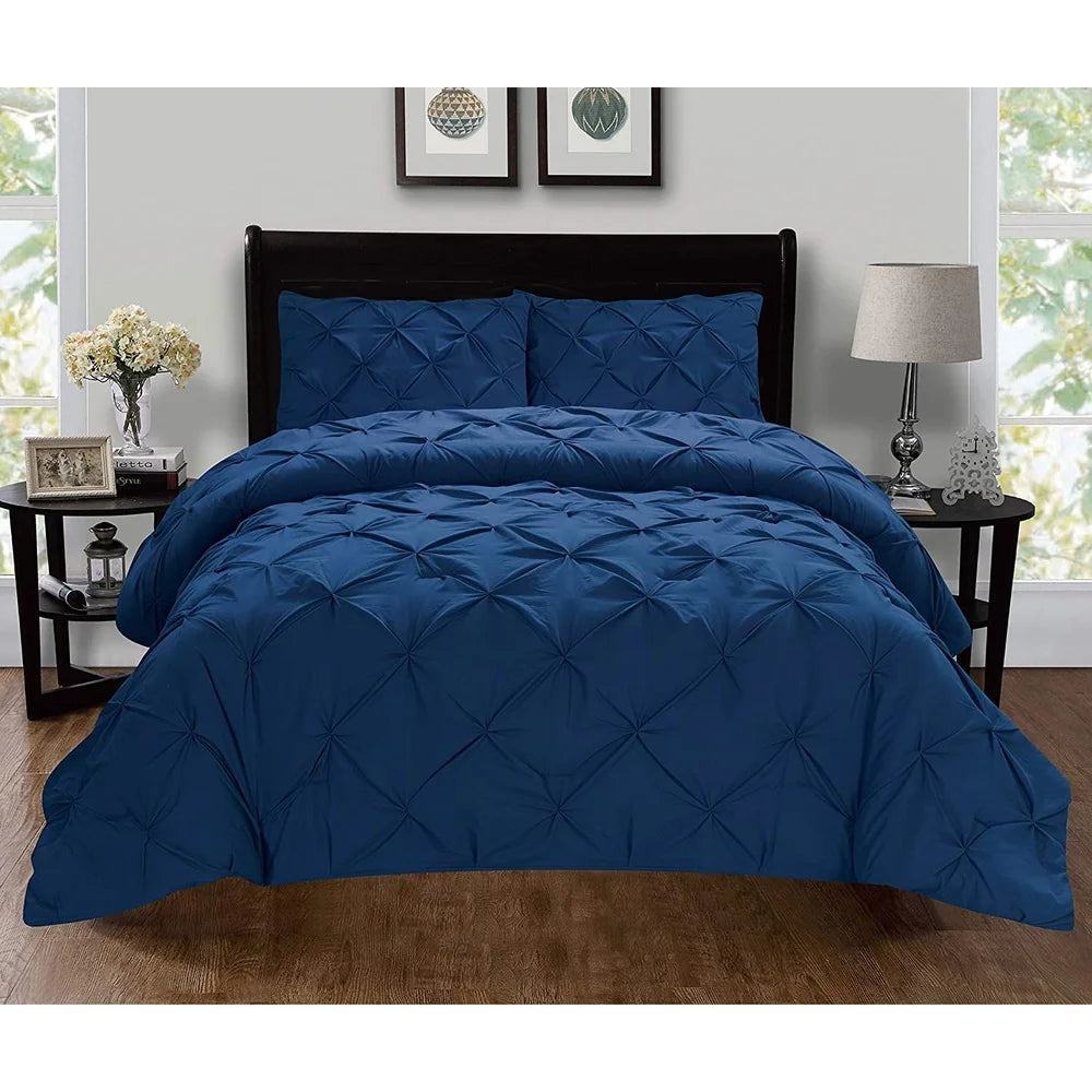 DUTRIEUXF Pintuck Duvet Cover Set Microfiber Hypoallergenic