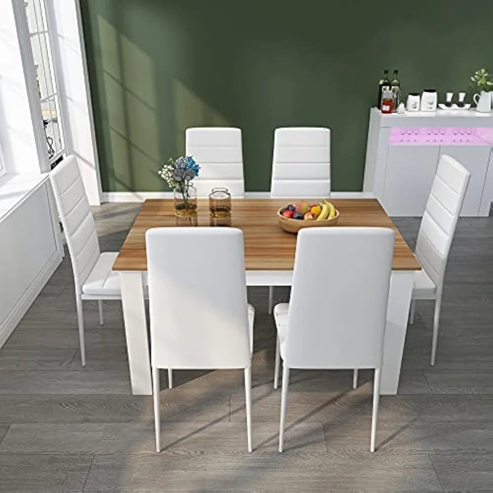 Mondeer Dining Table and Chairs Set Modern Rectangular