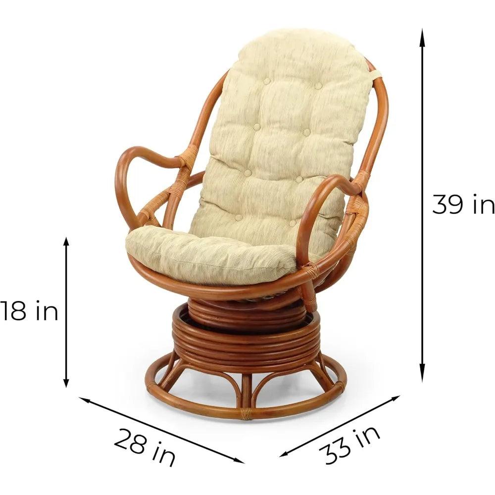 DAFIFY Java Lounge Swivel Rocking Chair Rattan Colonial