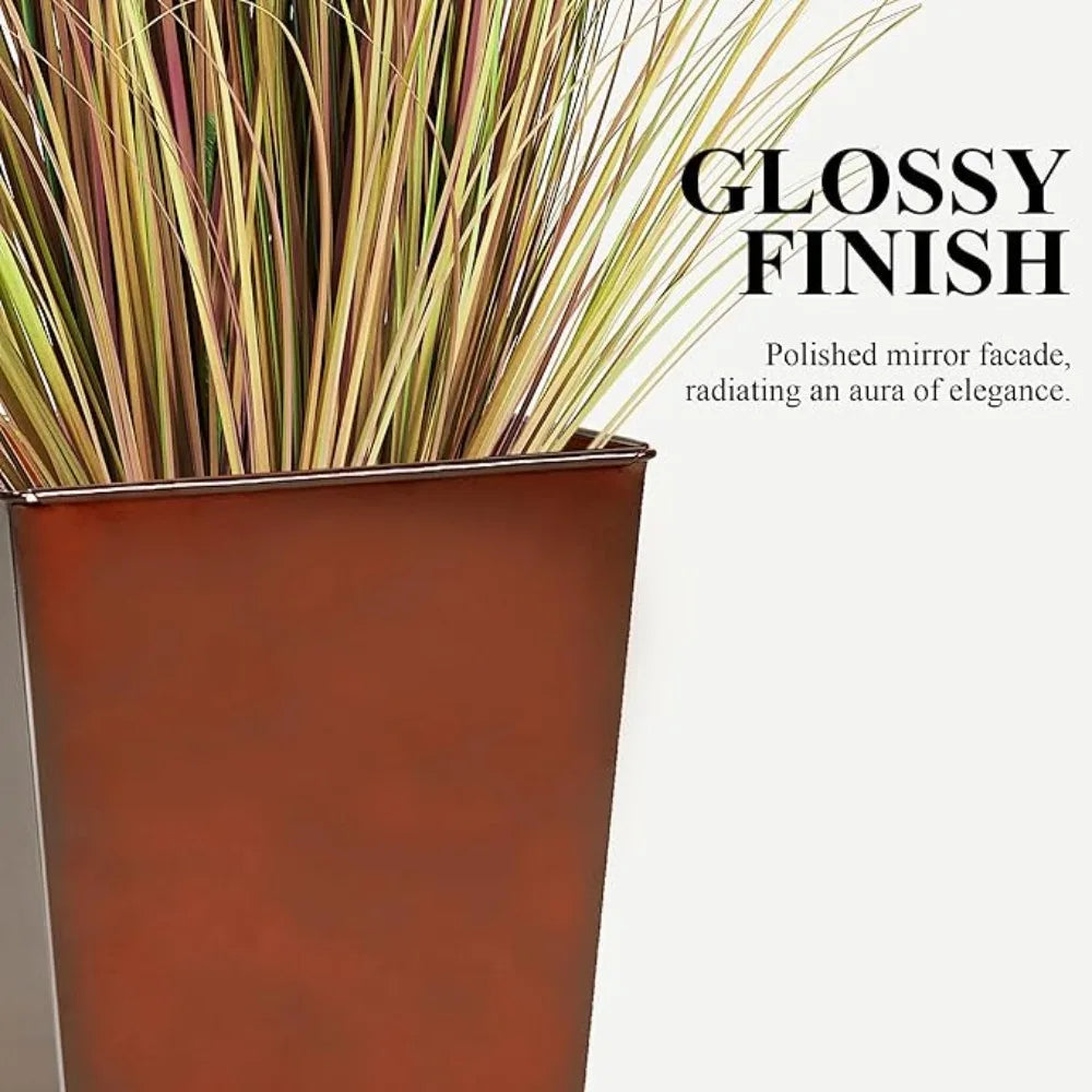 Worth Garden Glazed Metal Planter Set of Two Square Pots