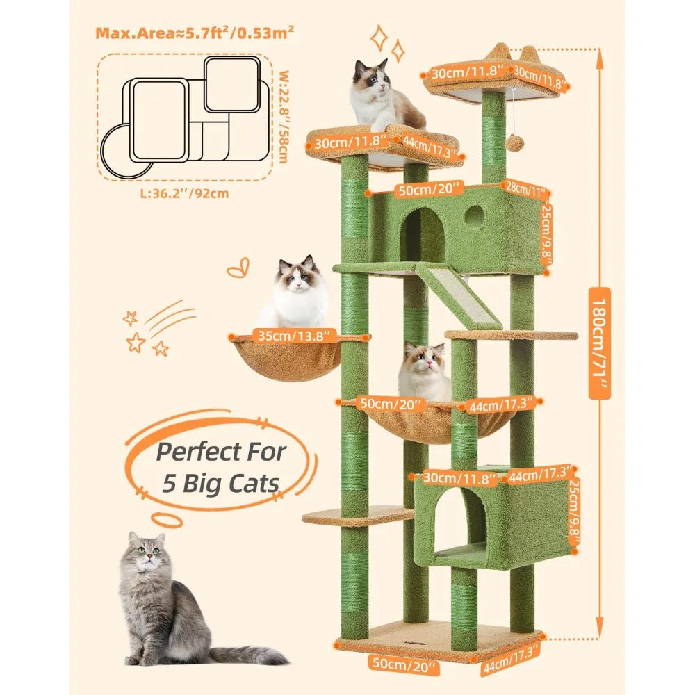 FEICHENG Cactus Cat Tree Indoor Multi Level Cat Condo