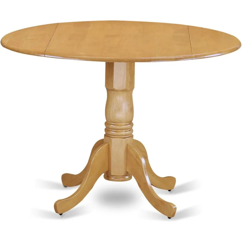 RBXC 5 Piece Kitchen Table Set Round Dropleaf Linen Chairs