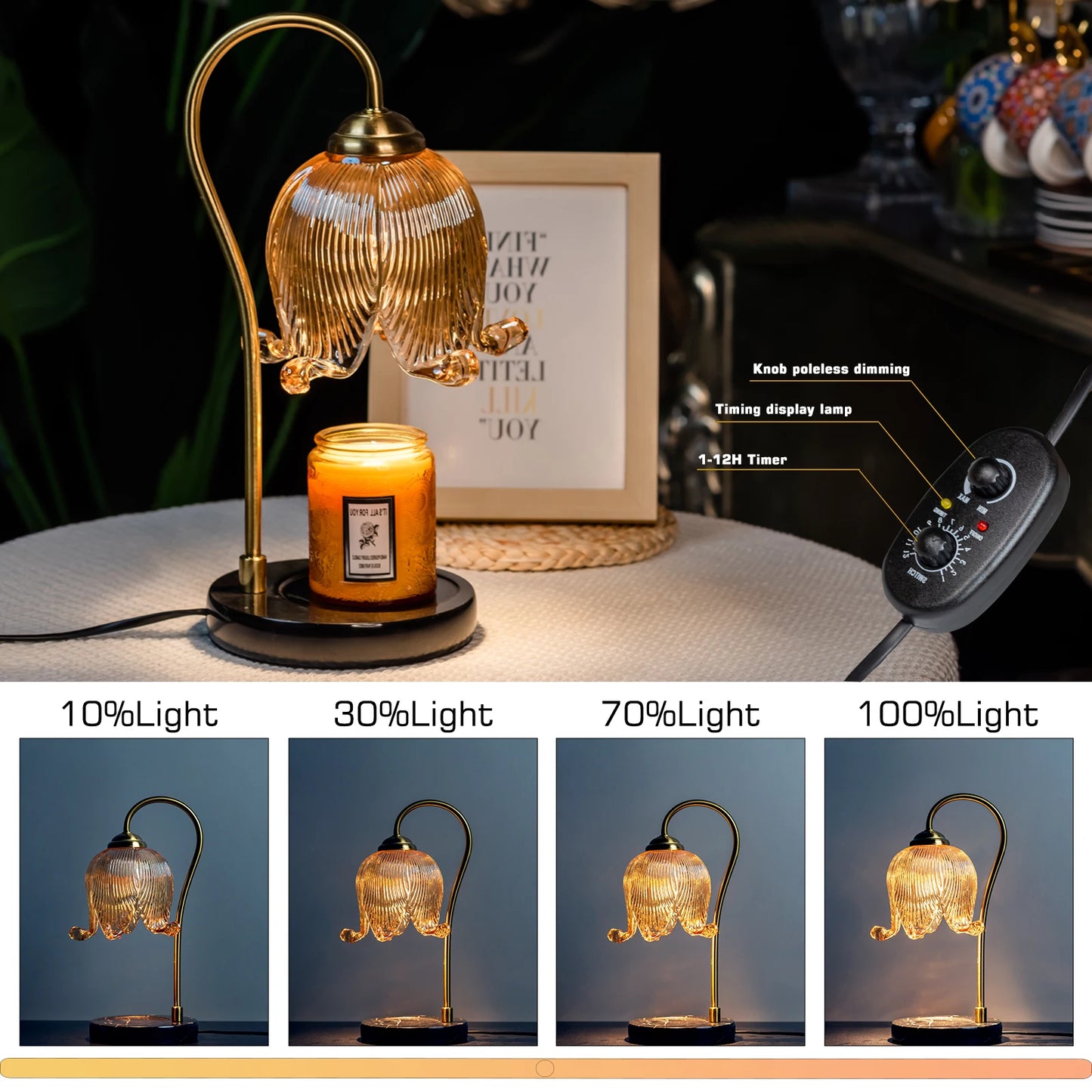 Tulip Flower Warm Candle Lamp French Retro Bedside Lamp