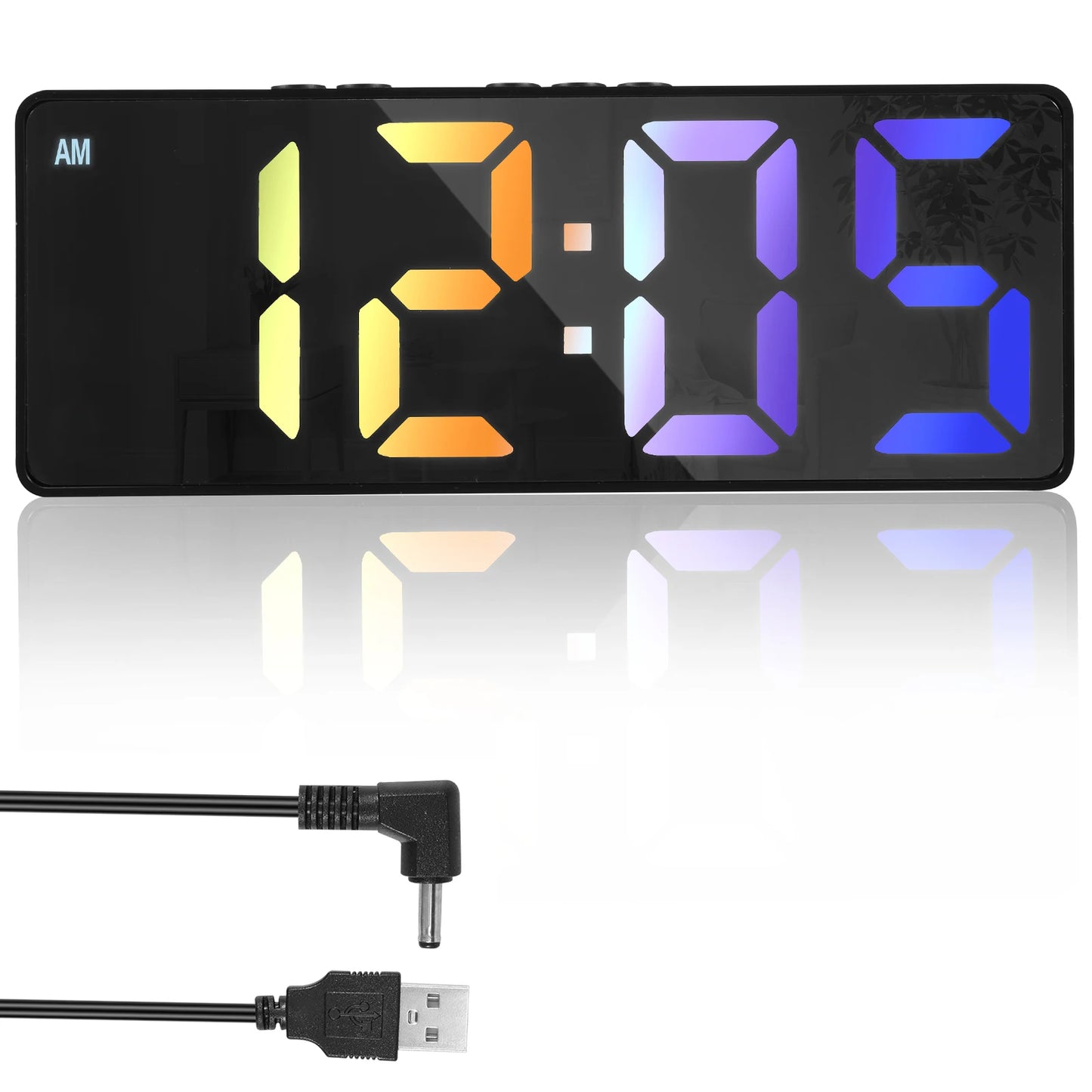 LED Alarm Clock With Voice Control, Adjustable Brightness, Dual Power