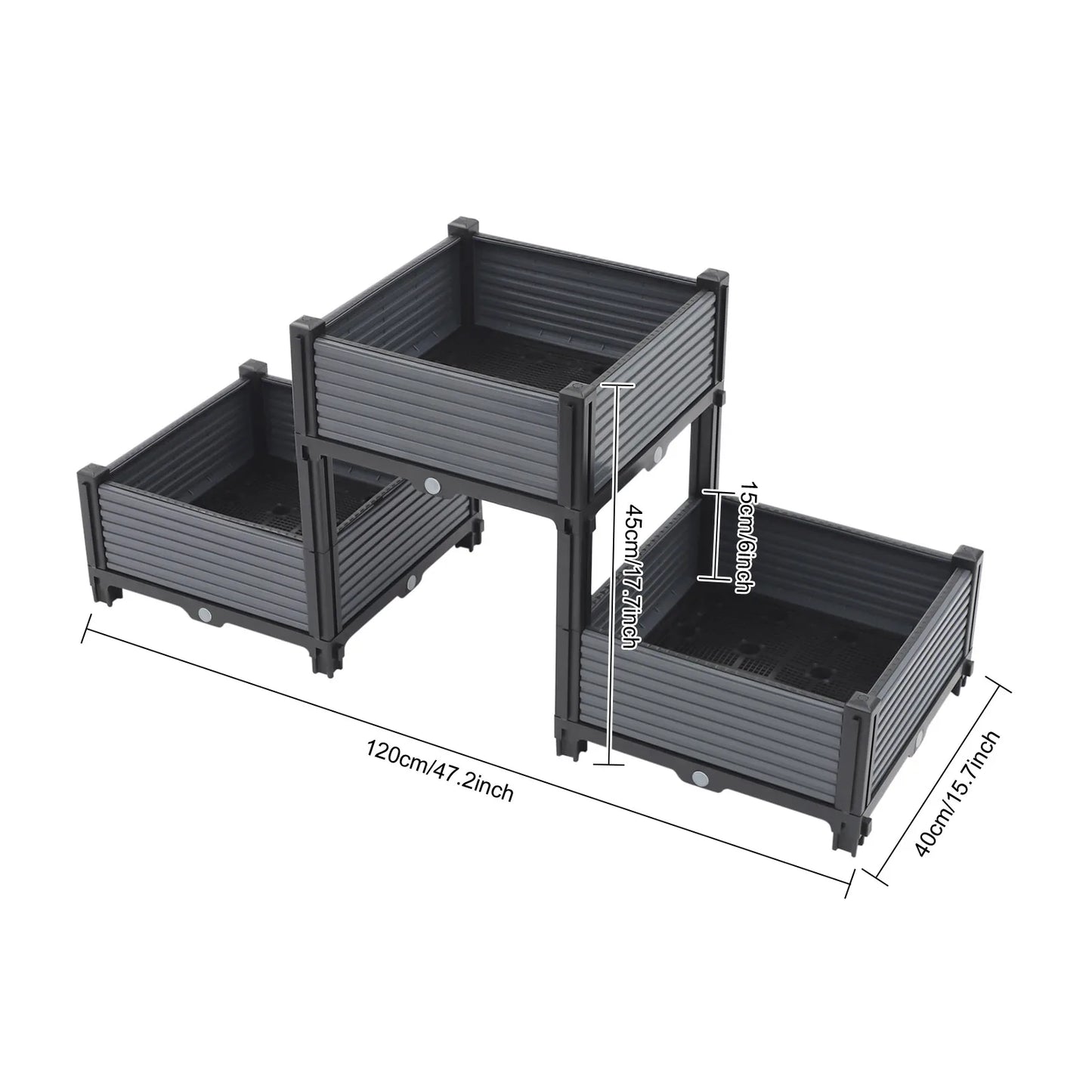 Square Planter Box Raised Garden Bed With Drainage Grid Balcony